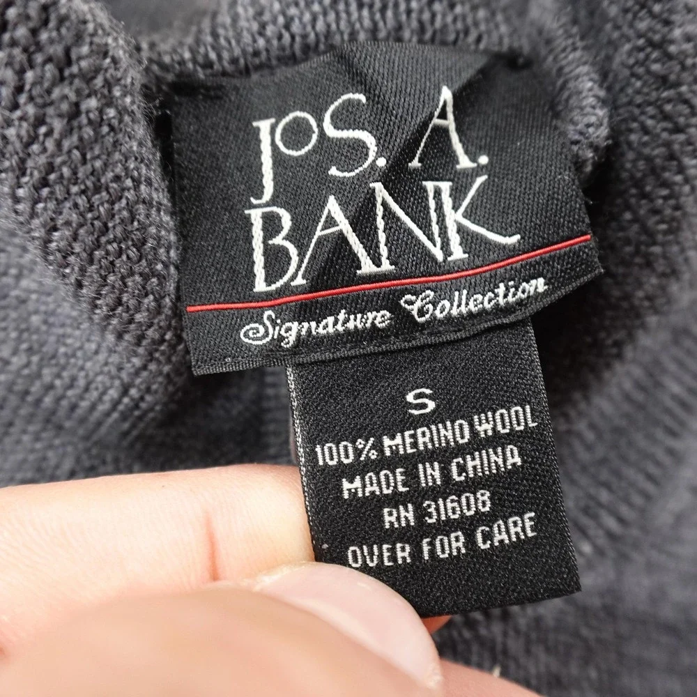Jos A Bank Sweater Mens S Gray Merino Wool Pullover 1/4 Zip Mock Neck Sweatshirt